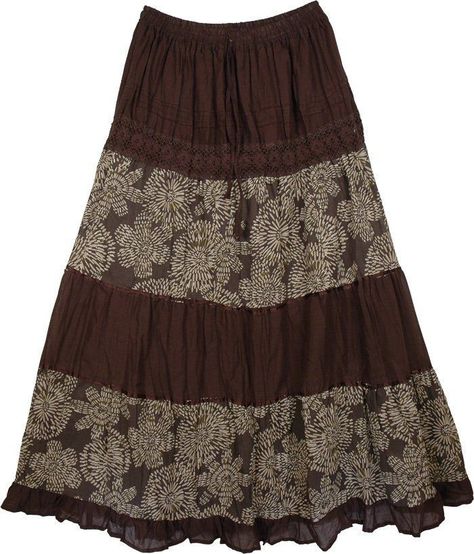 Brown Floral Print, Fairy Clothes, Brown Skirts, Floral Print Skirt, Swaggy Outfits, Dream Clothes, Looks Vintage, Look Cool, Printed Skirts