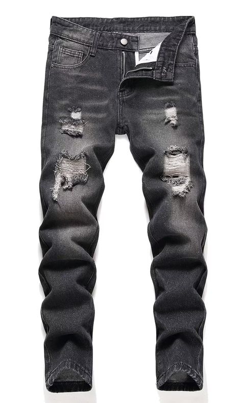 Tapered Jeans Men, Hype Clothing, Mens Work Pants, Ripped Jeans Men, Black Ripped Jeans, Streetwear Men Outfits, Tapered Jeans, Print Bodysuit, Boys Jeans