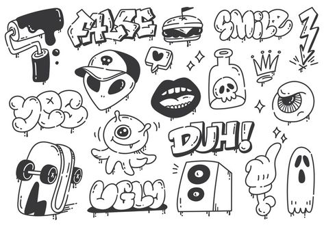 Grafitti Illustrations, Graffiti Designs Doodles, Cute Graffiti Doodles, Graffiti Doodles Ideas, Graffiti Background Ideas, Doodle Graffiti, Free Graffiti Fonts, Easy Graffiti, Alphabet Graffiti