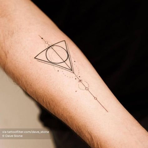 Harry Potter Deathly Hallows Symbol, Deathly Hallows Symbol Tattoo, Fine Line Deathly Hallows Tattoo, Small Deathly Hallows Tattoo, The Deathly Hallows Tattoo, Harry Potter Arm Tattoo Ideas, Harry Potter Tattoos Deathly Hallows, Harry Potter Forearm Tattoo, Harry Potter Fine Line Tattoo