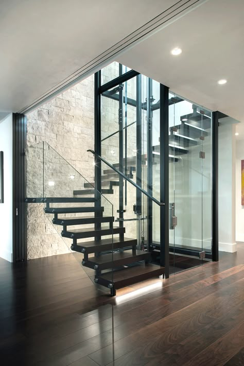 Original Aspen_Gif 2 Glass Elevator Design, Glass Elevator Design Interiors, Stairs With Lift, Elevator In House, Amit Thakkar, House Elevator, Architecture Office Building, Swiss Village, Stair Elevator