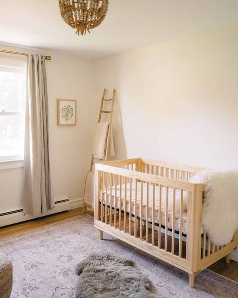 Gender Neutral Crib, Antique Living Room, Organic Crib Sheets, Wimborne White, Wood Crib, Nursery Reveal, Neutral Crib, Honest Baby Products, Bedroom Addition