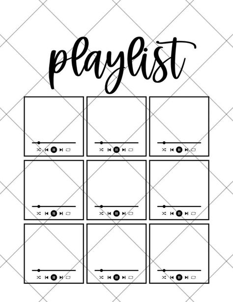 Favorite Songs Template, Playlist Stickers Printable, Song Playlist Template, Playlist Template Aesthetic, Bullet Journal Printables Free Templates, Printable Bullet Journal Pages Free, Bullet Journal Ideas Pages Printable, Playlist Printable, Bullet Journal Pages Printable