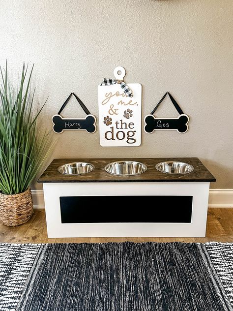 Hidden Litter Boxes, Dog Room Decor, Interrior Design, Elevated Dog Feeder, Stainless Steel Dog Bowls, Dog Room, Pet Food Storage, Stainless Steel Bowls, Feeding Station