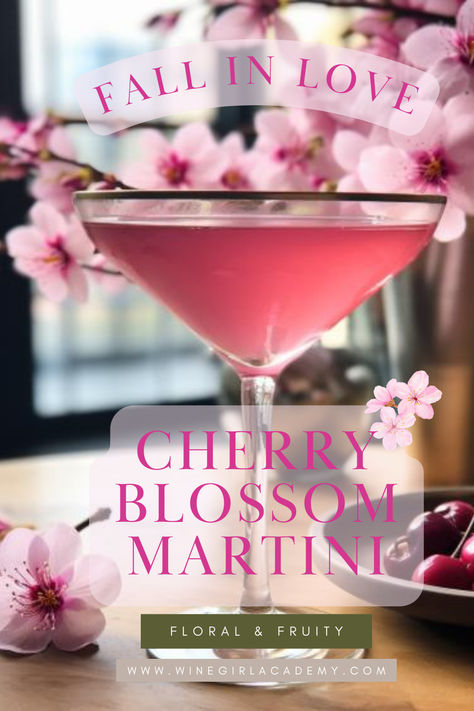 Raise your glass to love with our Cherry Blossom Martini recipe. This enchanting pink cocktail, a blend of vodka, cherry liqueur, and a splash of cranberry, is as delightful to sip as it is to behold. Perfect for Valentine's, Galentine's, or any celebration that fits a splash of pink. Read the full recipe on our blog, along with 6 other delicious pink cocktails. Cherry Blossom Drink Cocktails, Pink Cocktails Recipes Party Punches, Cherry Blossom Cocktail Recipe, Pink Themed Cocktails, Ladies Drinks Cocktails, Fruit Martini Recipe, Cocktails With Cherries, Pink Vodka Drinks, Pink Cocktail Ideas