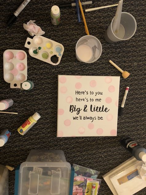 Sorority Gift Baskets Big Little Ideas, Alpha Phi Canvas Painting, Diy Big Little Gifts, Big Little Paintings Sorority, Big Little Notes, Big Little Hint Ideas, Little Baskets Sorority Ideas, Big Little Baskets Ideas, Sorority Big Little Baskets