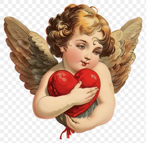 Cupid Illustration, Angel Holding Heart, Angel Png, Tattoo Sheets, Cupid Valentine, Angel Cupid, Cupid Heart, Valentine Vintage, Angel Wings Art