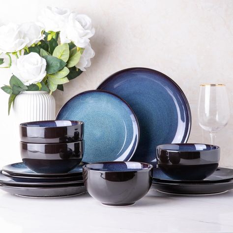 Amazon.com | LERATO Ceramic Dinner Plates Set of 6, 10.5 Inch Handmade Reactive Glaze Porcelain Plates, Coupe Shape Dinnerware Dishes Set for Kitchen,Oven& Microwave & Dishwasher Safe, Scratch Resistant-Blue: Dinner Plates Ceramic Car, Plates And Bowls Set, Ceramic Dinnerware Set, Stoneware Dinnerware Sets, Stoneware Dinnerware, Ceramic Dinnerware, Reactive Glaze, Appetizer Plates, Ceramic Tableware