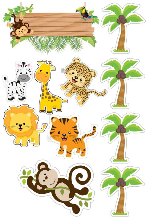 Topper Zoo Animal, Zoo Cake Topper, Topper Safari, Cake Pic, Zoo Pictures, Animals Cake, Power Ranger Birthday, Custom Cupcake Toppers, Disney Stickers