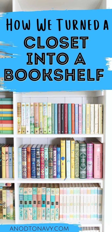 Closet Bookshelf, Closet Library, Closet Bookshelves, Converted Closet, Bookshelf Closet, Closet Conversion, Bookshelves For Small Spaces, Bookshelf Diy, Styling A Bookcase