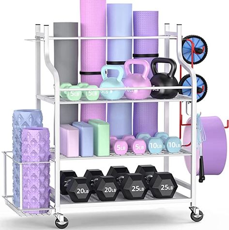 Workout Equipment Storage, Home Gym On A Budget, Gym Rack, Home Gym Storage, Gym Organizer, Gym Storage, Sport Rack, Yoga Mat Storage, Yoga Mat Holder