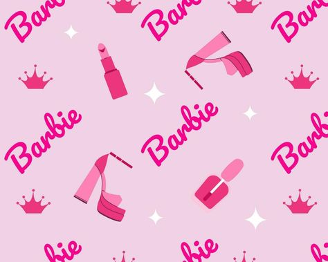 Barbie Text, Hand Drawn Calligraphy, Barbie Hands, Lipstick Pink, Calligraphy Text, Pink Barbie, Barbie Patterns, Trendy Style, Seamless Pattern