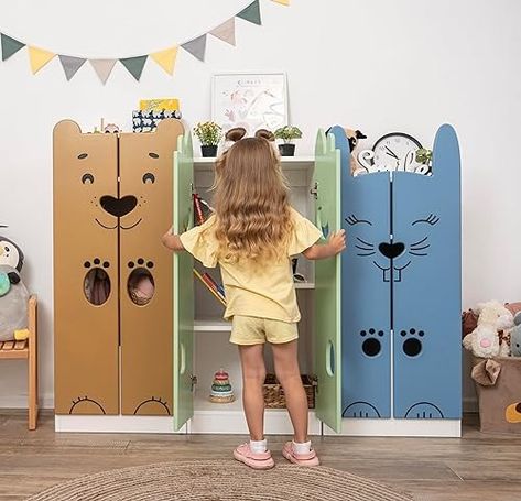 Amazon.com: BUSYWOOD Animals Dresser – Toddler Dresser Organizer for Bedroom - Playroom Furniture - Wardrobe Closet - Kids Armoire - Montessori Armoire - Wooden Closet : Hogar y Cocina Toddler Dresser, Kids Chair Design, Wooden Kids Furniture, Montessori Design, Closet Dressers, Kids Armoire, Kids Furniture Design, Dresser Organizer, Luxury Kids Bedroom