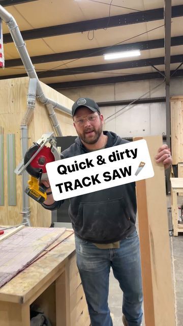 JOHN MALECKI on Instagram: "How to make a quick & dirty TRACK SAW 🪚 . . . . . #howto #tracksaw #tipsandtricks #lifehacks #woodworking #woodshop" Track Saw Diy, Diy Track Saw Guide, Diy Cabinets Build, Circular Saw Jig, Circular Saw Track, Track Saw, Easy Woodworking Ideas, Deck Table, Woodworking Shop Plans