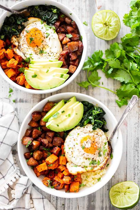 Savory Breakfast Bowls Healthy, Chorizo Sweet Potato Breakfast, Sweet Potato Breakfast Bowl Eggs, Sweet Potato And Chorizo, Whole 30 Protein Breakfast, Sweet Potato Chorizo, Chorizo Sweet Potato, Power Breakfast Bowl, Whole30 Bowls