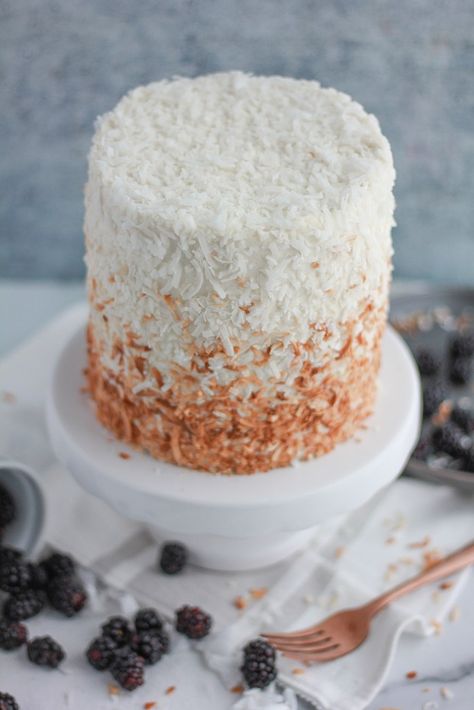 Coconut Cake Decoration, Toasted Coconut Cake, Baking With Blondie, Blackberry Cake, Coconut Frosting, Dark Chocolate Cakes, Summer Cakes, Coconut Almond, Coconut Cake