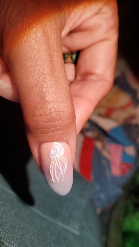 Jellyfish Nails Design, Jelly Fish Nails Art, Fish Nails Designs, Jellyfish Nail Art, Jellyfish Nails, Fish Nail Art, Fish Nails, Classy Acrylic, Pastel Ombre