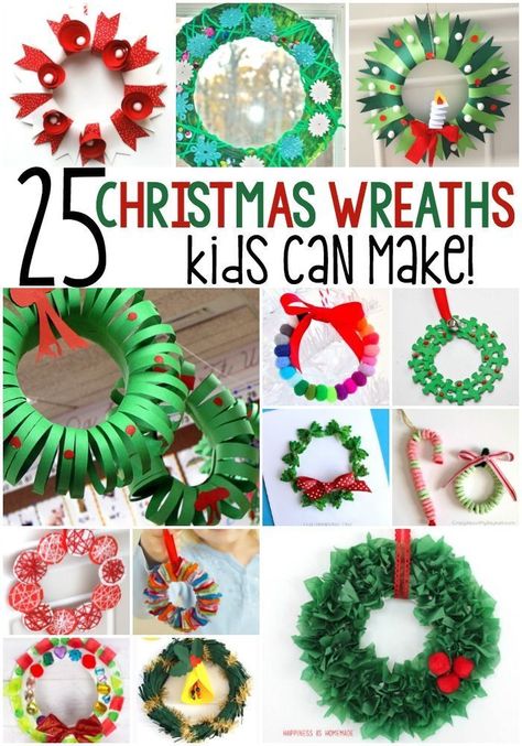 Winter wreaths welcome everyone home for the holidays! Kids Pasta, Christmas Wreath Craft, Christmas Crafts For Adults, Christmas Crafts For Kids To Make, Winter Wreaths, Holiday Crafts For Kids, Preschool Christmas, Xmas Wreaths, Easy Christmas Crafts