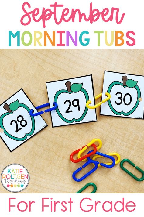 First grade morning tubs can be a fun and easy way to start the day in your primary classroom. This pack includes 25 morning work tub activities for first grade in the month of September. There are 10 literacy activities, 10 math activities, and 5 fine motor activities. Your primary students will love a fun, interactive start to their day with engaging, hands-on morning tub activities! Morning Tub Ideas First Grade, Morning Tubs First Grade, Tub Activities, First Grade Morning Work, Activities For First Grade, September Morning, Morning Tubs, Tub Ideas, Primary Students