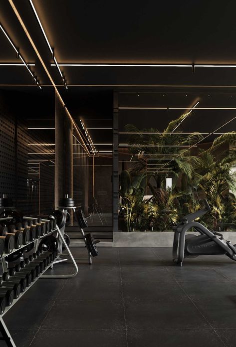 Cool Gym Aesthetic, Private Gym Studio, Private Gym Aesthetic, Aesthetic Gym Design, Garage Gym Aesthetic, Weight Room Aesthetic, Gym Studio Aesthetic, Boutique Fitness Studio Design Ideas, Indoor Gym Ideas