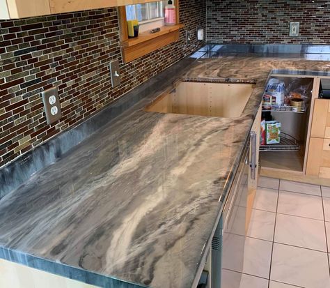 Epoxy Concrete Countertops, Epoxy Countertop Kitchens, Epoxy Kitchen Countertops, Stone Coat Countertop, Epoxy Countertop Kit, Pallet Deck Diy, Cost Of Countertops, Epoxy Kitchen, Countertop Kit