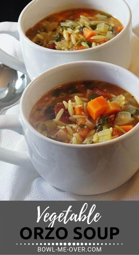 Vegetable Orzo Soup, Vegetable Orzo, Orzo Soup Recipes, Orzo Soup, Orzo Recipes, Delicious Soup Recipes, Vegetable Soup Recipes, Soup Chili, Vegetarian Soup