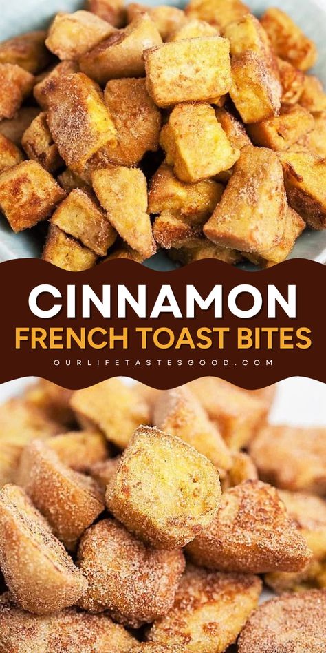 Let’s try Cinnamon French Toast Bites, the perfect Christmas brunch menu idea! Bite sized and easy to make with stale bread like Italian, French bread, brioche bread, or challah, drizzled with cinnamon infused maple syrup and a must for your brunch party menu. Make them today! Texas Bread French Toast, French Toast With Bagels, Chocolate Brioche French Toast, Artisan Bread French Toast, Recipes That Use Brioche Bread, Christmas French Toast Recipe, Christmas Breakfast Ideas French Toast, French Toast Recipe With Sourdough Bread, Quick French Toast Bake