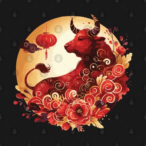 Chinese Zodiac Year of the Ox - Year Of The Ox - T-Shirt | TeePublic Ox Zodiac Sign, Chinese Zodiac Art, Ox Chinese Zodiac, Zodiac Years, Zodiac Star Signs, Zodiac Art, Dream Style, Chinese Zodiac, Inspirational Tattoos