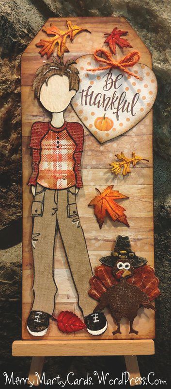 Be Thankful Thanksgiving Tag Prima Mixed Media Dolls, Prima Paper Dolls, Thanksgiving Cards Handmade, Prima Doll Stamps, Amber Moon, Thankful Thanksgiving, Plaid Background, Julie Nutting, Planner Stamps