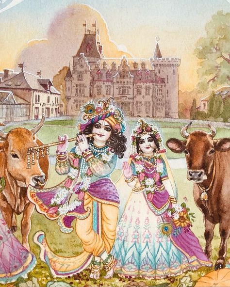 Radhe Gendron, Shri Hari, Krishna Drawing, Krishna Mantra, Sri Radha, Sanatan Dharma, Srila Prabhupada, Lord Photo, Colorful Oil Painting