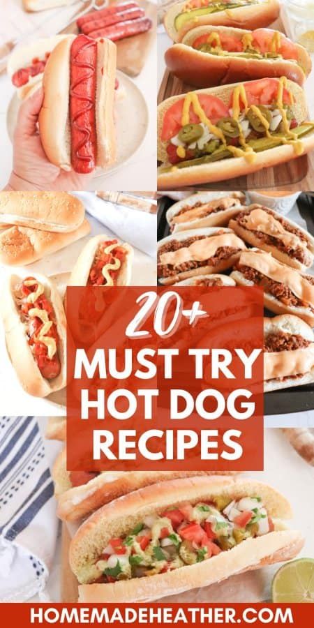 Hot Dog Bar Recipes, Hotdogs Recipes Easy, Bbq List, Mexican Hot Dogs Recipes, Boiled Hot Dogs, Hot Dog Sauce Recipe, Bacon Hot Dogs, Baked Hot Dogs, Hot Dog Sauce