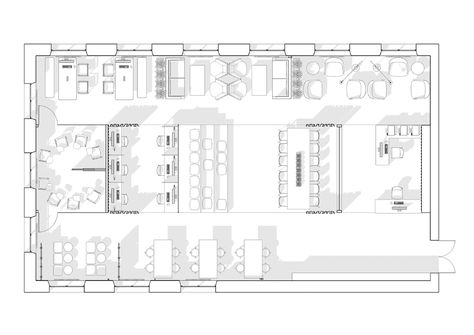 COWORKING UNIVERSITY on Behance Cafe Plan Architecture, Cafe Plan, Office Space Planning, Office Floor Plan, Architectural Design Studio, Coworking Office, Architectural Floor Plans, Space Architecture, Coworking Space