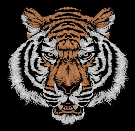 Le tigre on Behance Patrick Seymour, Art Tigre, Monochromatic Art, Tiger Art, Art Et Illustration, Illusion Art, Drawing Images, Graphics Inspiration, Folk Art Painting