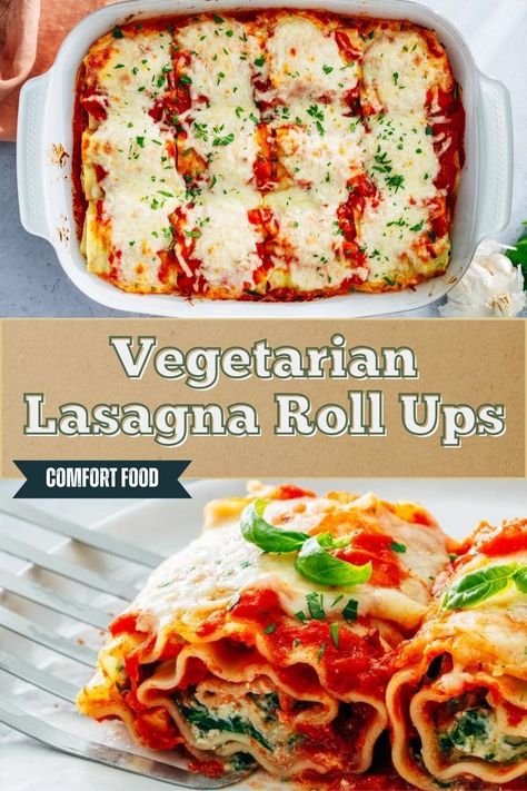 Try lasagna roll ups for a fun twist on the classic dish! These individual portions are packed with cheesy goodness and make a perfect weeknight dinner. Plus, it’s a protein packed vegetarian meal! Vegetarian Lasagna Roll Ups, Italian Dinner Recipes, Vegan Recipes Plant Based, Lasagna Ingredients, Veggie Lasagna, Lasagna Rollups, Roll Ups Recipes, Vegetarian Lasagna, One Pot Pasta Recipes