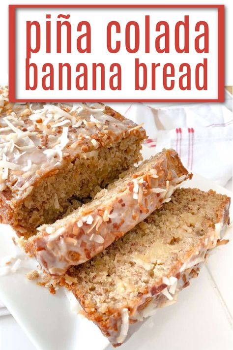 Banana Pineapple Coconut Cake, Pina Colada Banana Bread, Banana And Pineapple Recipes, Coconut Pineapple Banana Bread, Banana Coconut Bread Recipe, Hawaiian Banana Bread With Coconut And Pineapple, Banana Pineapple Coconut Bread, Summer Banana Recipes, Aloha Bread