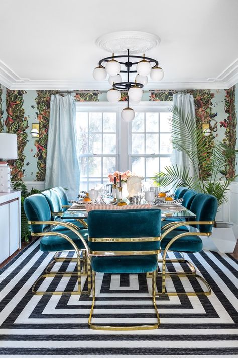 Art Deco Dining Room, Bohemian Dining Room, Chic Dining Room, Dekorasi Kamar Tidur, Luxury Dining Room, Art Deco Home, Luxury Dining, Maximalism, Interior Deco