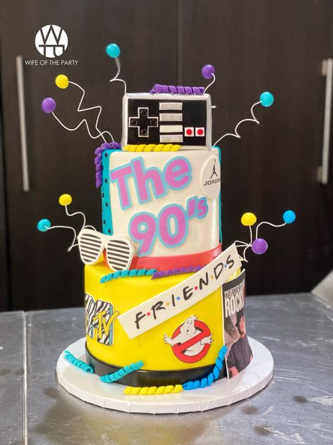 90s Cake Ideas, 90s Theme Cake, 90s Birthday Cake, 90s Cake, 90s Nintendo, Disco Ideas, Ways To Market Your Business, Disco Cake, 30th Birthday Themes