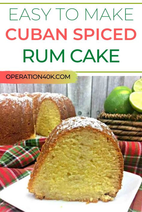 If you are looking for an easy rum cake, this Cuban spiced gem should be right up your alley! Pin this recipe for later so you have it. #rumcake #cuban #dessert Cuban Rum Cake, Cuban Desserts Authentic, Rum Spice Cake, Best Rum For Rum Cake, Cuban Cake, Easy Rum Cake, Spiced Rum Cake, Rum Cake Recipe Easy, Cuban Desserts