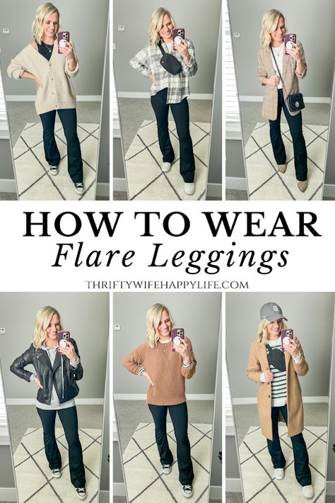 Leggings Work Outfit, Flare Leggings Outfit, Leggings Outfit Winter, Black Flared Leggings, Wide Leg Leggings, Boot Cut Leggings, Flare Legging, Flared Leggings, Hair Summer