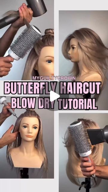 Blow Dry Hair For Volume, Blow Dry Tutorial, Volume Haircut, Volume Mousse, Butterfly Hairstyle, Blowout Hair Tutorial, Easy Short Haircuts, Blow Hair, Blowdry Styles