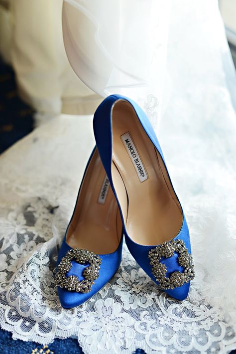 Manolo Blahnik Wedding, Blue Heels Wedding, Manolo Blahnik Wedding Shoes, Navy Blue Wedding Shoes, Royal Blue Wedding Shoes, Navy Wedding Shoes, Blue Bridal Shoes, Silver Wedding Shoes, Blue Bride