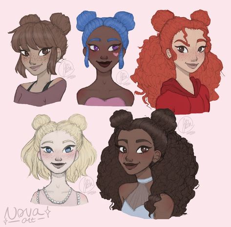 Space buns Space Bun Hair Drawing, Space Buns Drawing Anime, Space Buns Reference, How To Draw Space Buns, Hair Buns Drawing, Space Buns Drawing Reference, Drawing Space Buns, Anime Space Buns, Space Buns Art