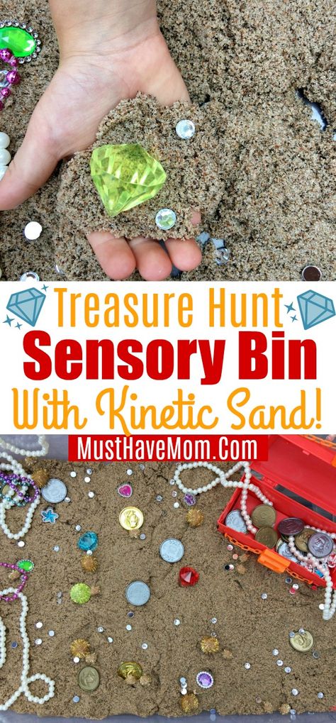 Treasure Hunt Activities For Kids, Pirates Activities For Kids, Sand Treasure Hunt, Pirates Activities For Toddlers, Pirate Toddler Crafts, Treasure Hunt Sensory Bin, Pirate Activities For Toddlers, Treasure Hunt Activities, Sandbox Treasure Hunt