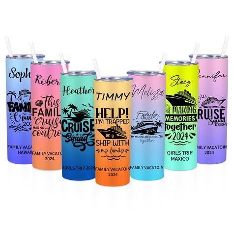 PRICES MAY VARY. 【Personalized Vacation Cruise Tumbler】Going on a trip soon and want to keep your cold drinks cold while enjoying the sun? These vacation cruise theme cups are a great item to bring with you on your family’s vacation, girls trip, cruise trip, beach trip and much more, and is a perfect vacation gifts. You can make your own vacation tumbler by click "Customize Now" to enter the name and text you want to customize. Let our cruise cup for you to start a cool summer beach vacation wit Cruise Cups, Vacation Gift Ideas, Cruise Theme, Vacation Tumbler, Girls Trip Gifts, Cruise Trip, Vacation Locations, Vacation Cruise, Beach Gifts