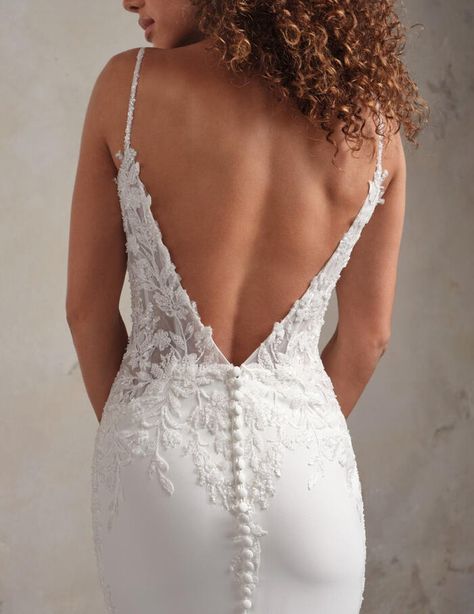 Rebecca Ingram Rafi Wedding Dress Deep V Neck Lace Wedding Dress, Bridal Gowns Aline, Wedding Dress With Beautiful Back, Square Neck Mermaid Wedding Dress, Form Fitting Lace Wedding Dress, Wedding Dresses Satin And Lace, Wedding Dresses For Small Chest, Simple Low Back Wedding Dress, Simple Chic Wedding Dress