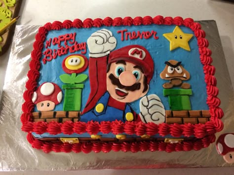 Super Mario Bros Sheet Cake, Mario Movie Cake, Super Mario Party Cake Ideas, Mario Cake Decorations, Square Mario Cake, Mario Brothers Cake Ideas, Super Mario Bday Cake, Mario Bros Sheet Cake, Super Mario Sheet Cake Ideas