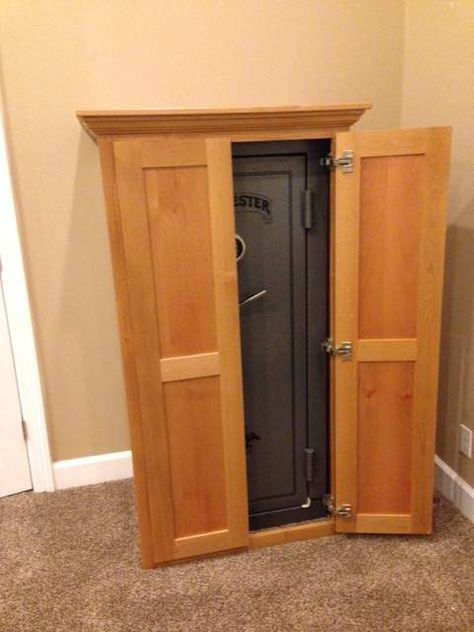 Barndominium Furniture, Safe Cover Ideas, Safe In Office, Hidden Compartments Diy Secret Storage, Diy Diversion Safe, Wall Safes In Closet, Wooden Safe, Closet Safe, Safe Ideas