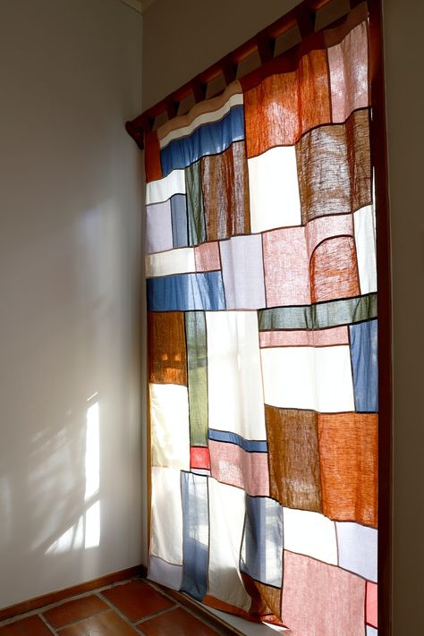 Patchwork Curtain - New Zealand Sheer Patchwork Curtains, Korean Patchwork Curtains, Patch Work Curtains, Quilted Shower Curtain, Patchwork Shower Curtain, Diy Patchwork Curtains, Pogaji Curtain, Bojagi Curtains, Upcycle Curtains