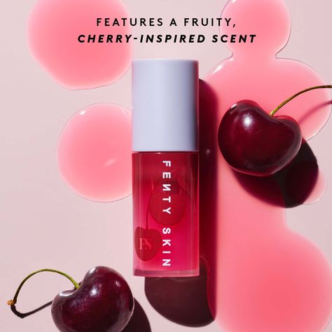 Cherry Treat Conditioning + Strengthening Lip Oil - Fenty Skin | Sephora Fenty Skin, Cherry Lips, Soften Lips, Chewing Gum, Soft Lips, Dry Lips, Lip Balm Gloss, Fenty Beauty, Lip Plumper