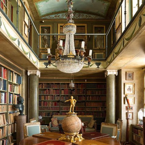 Second Library of the week. Chateau du Champ-de-Bataille in Normandy. Grand decorator Jacques Garcia glorious restoration of his stupendous… Home Library Design Ideas, Library Study Room, Antique Interiors, Chateaux Interiors, Book Shops, Classic Library, Dream Library, French Interiors, Beautiful Library